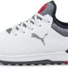 PUMA Men's Proadapt Alphacat Golf Shoe - Puma White/Navy Blazer/High Risk Red