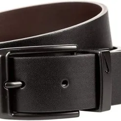 Nike Golf Black Buckle Loop Cutout Reversible Leather Belt - Black/Brown